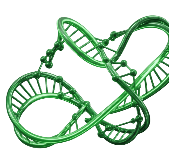 A verified identity rendered as a green knot