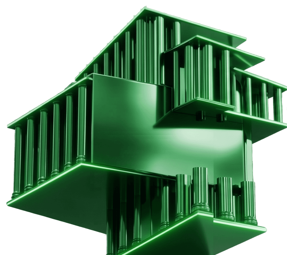 A community venue rendered as a green isometric block