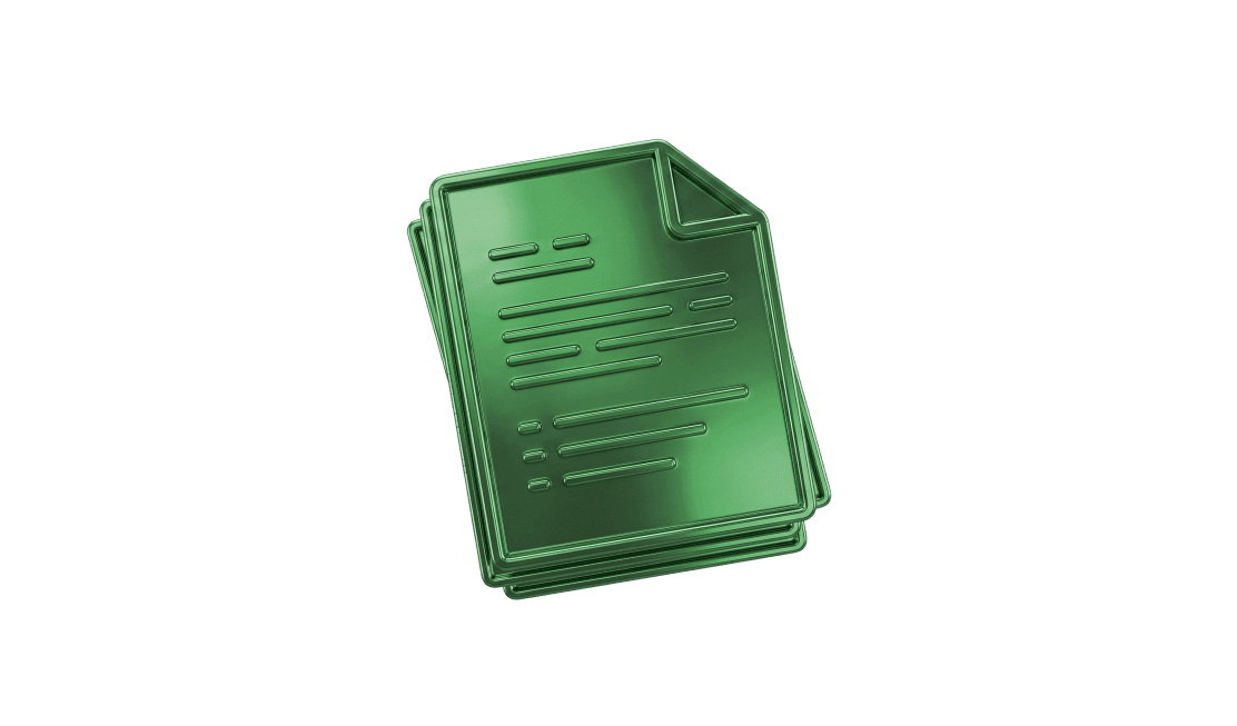 A ledger rendered as a green block