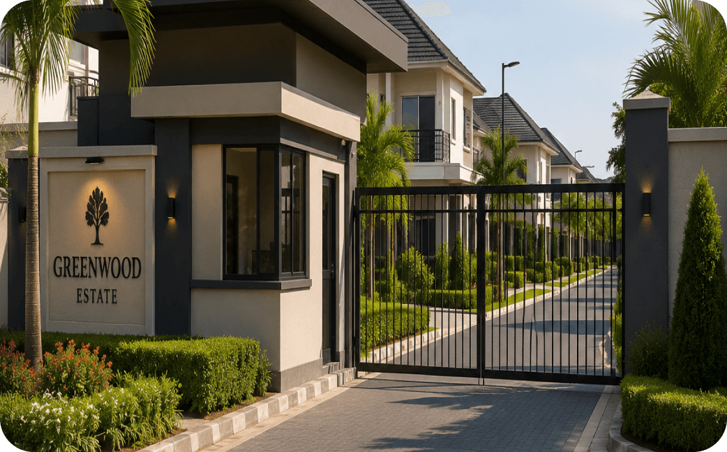 A resident tapping through an estate gate