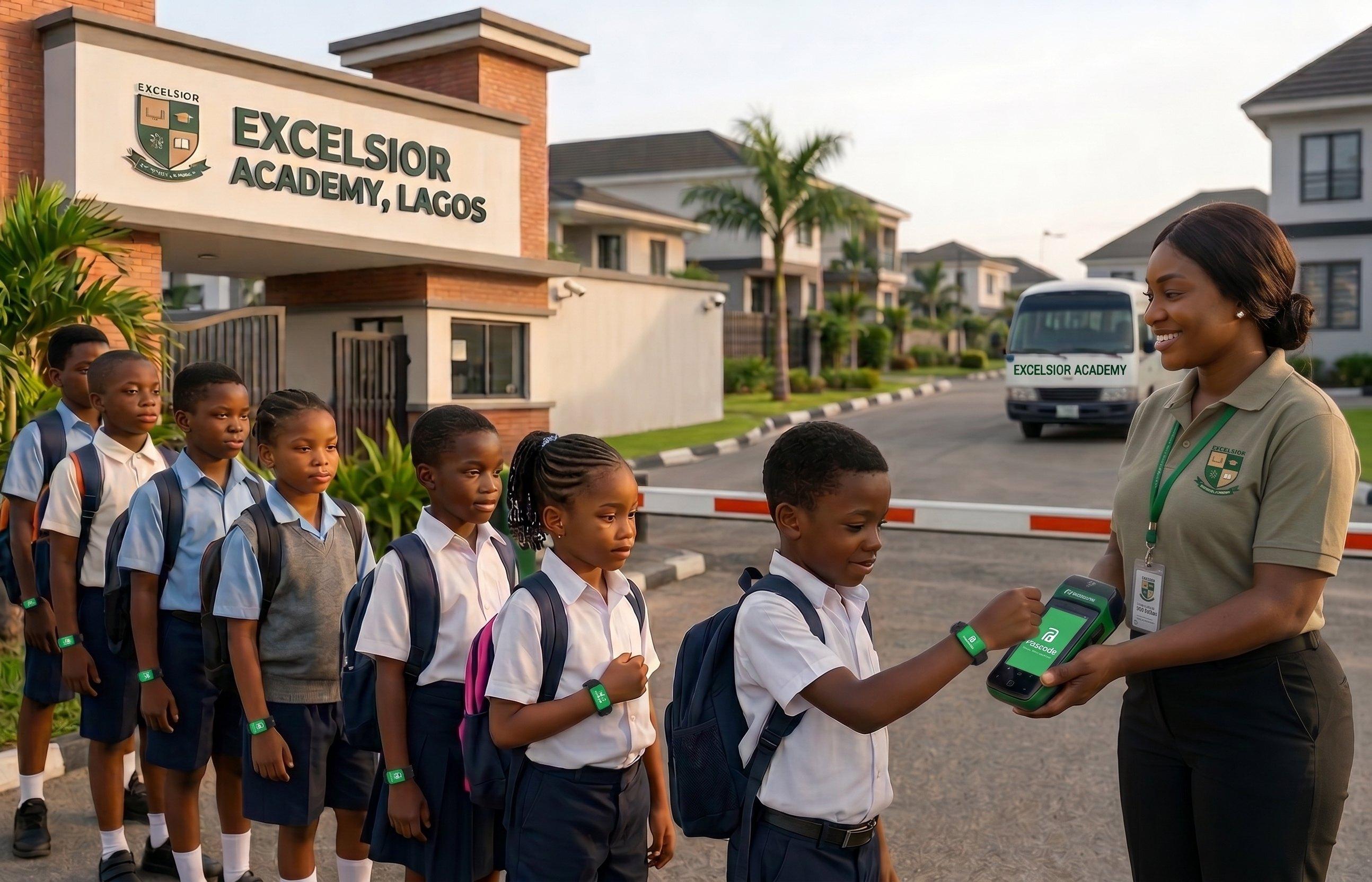 A pupil being checked in at the school gate