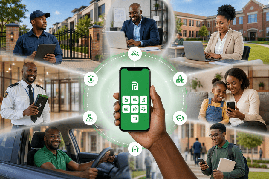A resident opening the Passcode app in front of their estate